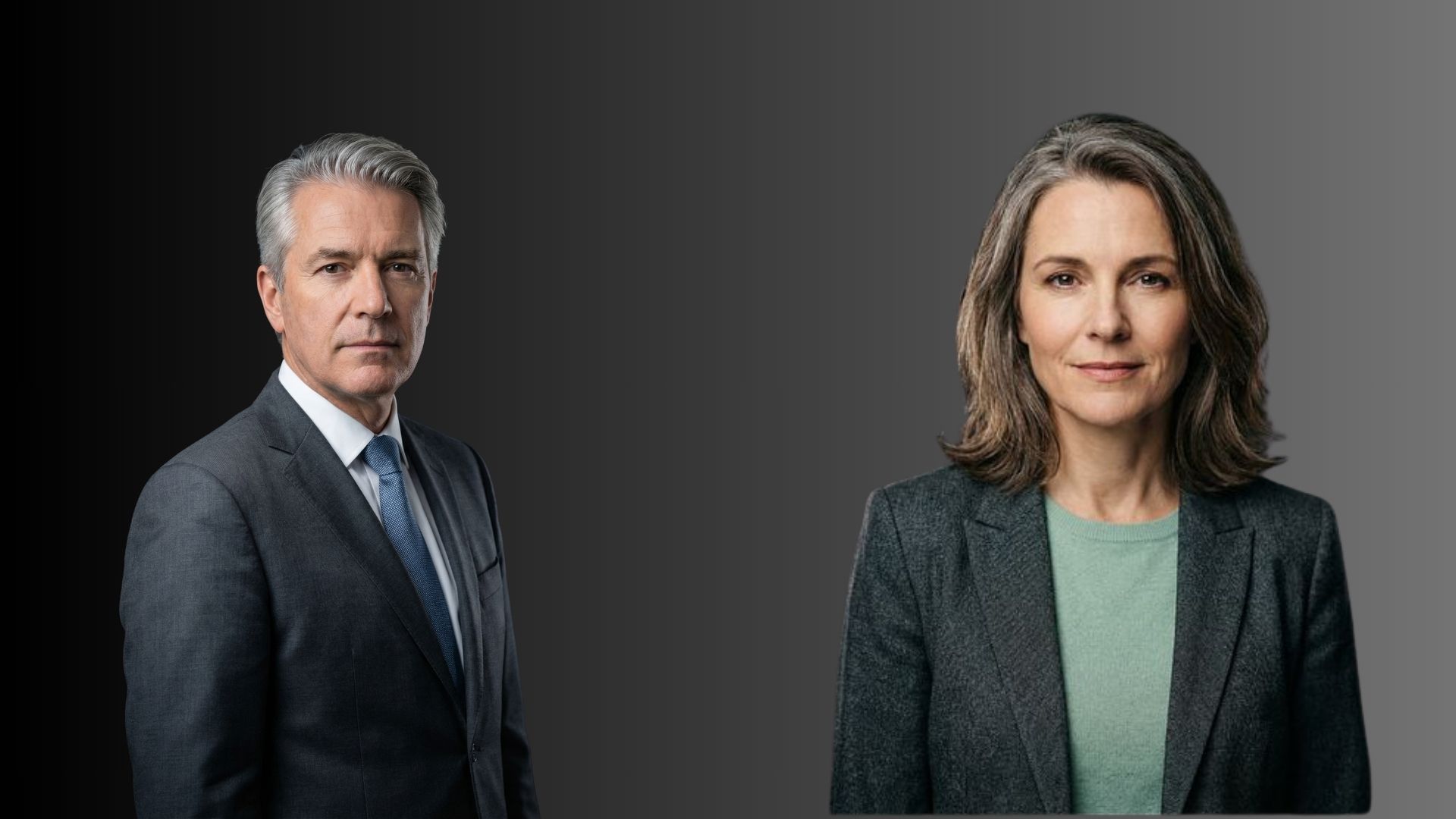 Porträt erfahrener Führungspersönlichkeiten mit der Headline „Standardisierung im Personalübergang“ – symbolisch für strukturelle Integration von Wissen und Verantwortung im Übergang.